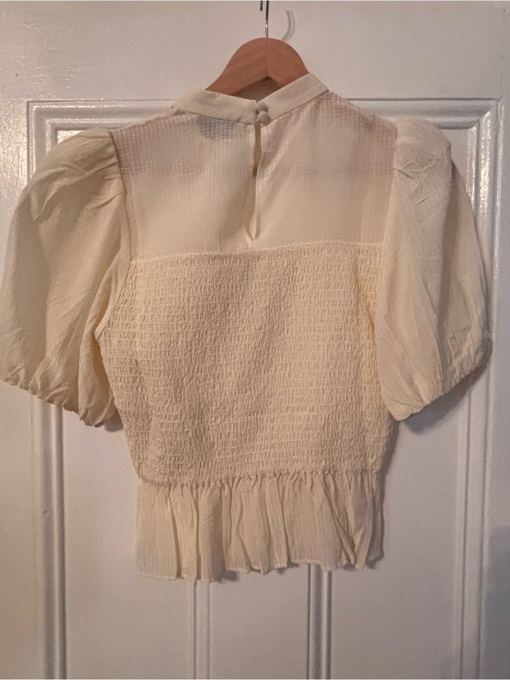Light Cream Smocked Puff-Sleeve Top - & Other Stories - Picture 3 of 3
